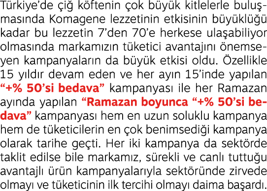 T rkiye’de i  k ftenin  ok b y k kitlelerle bulu mas nda Komagene lezzetinin etkisinin b y kl    kadar bu lezzetin 7...